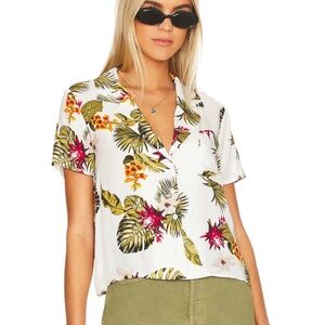 Petra Top in White Palm tropical print from MORE TO COME, size XS